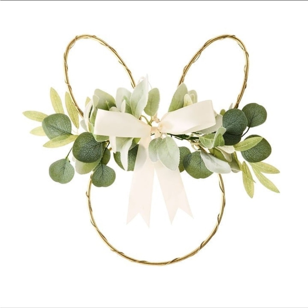 Easter Bunny-Shaped Wreath with Greenery and Satin Bow 17" - Way To Cele…
